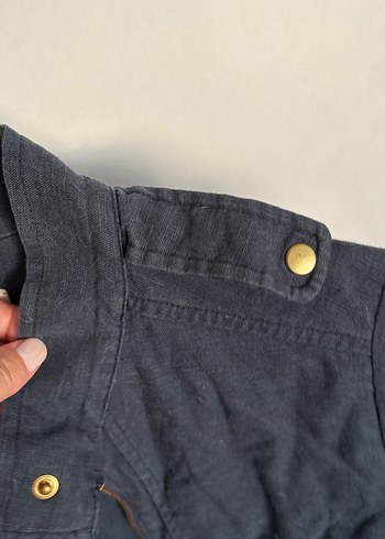 Lacivert Düğmeli Midi Denim Kadın Ceket - Görsel 5