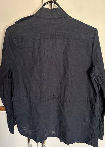 Lacivert Düğmeli Midi Denim Kadın Ceket - Görsel 6