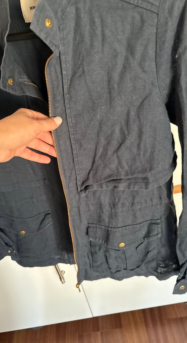 Lacivert Düğmeli Midi Denim Kadın Ceket - Görsel 4