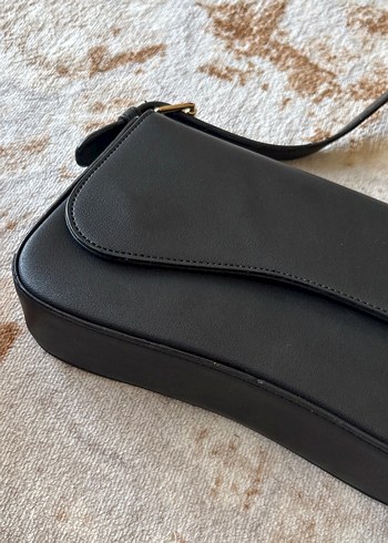 Tokalı Siyah Deri Kadın Omuz Çantası - Görsel 3