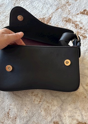 Tokalı Siyah Deri Kadın Omuz Çantası - Görsel 9