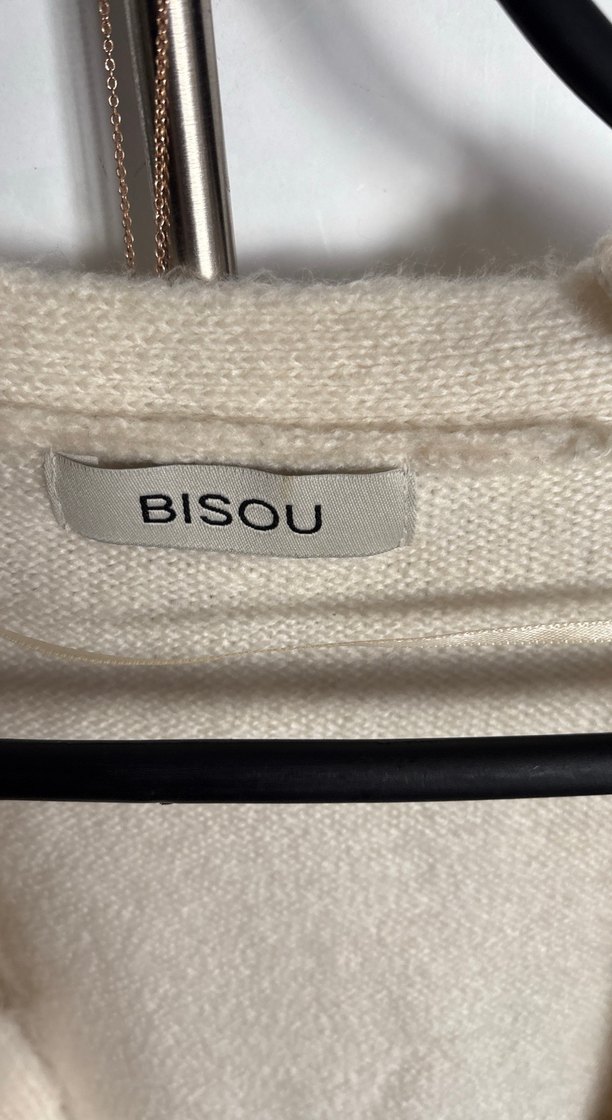 Nakışlı Kiraz Desenli Beyaz Triko Hırka - Görsel 4