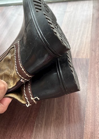 Kahverengi Kadın Dolgu Topuklu Diz Boyu Bot - Görsel 7