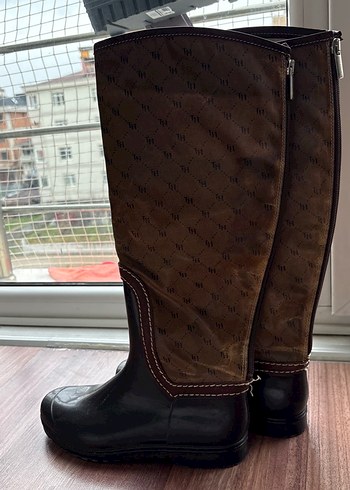 Kahverengi Kadın Dolgu Topuklu Diz Boyu Bot - Görsel 3