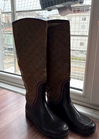 Kahverengi Kadın Dolgu Topuklu Diz Boyu Bot - Görsel 2