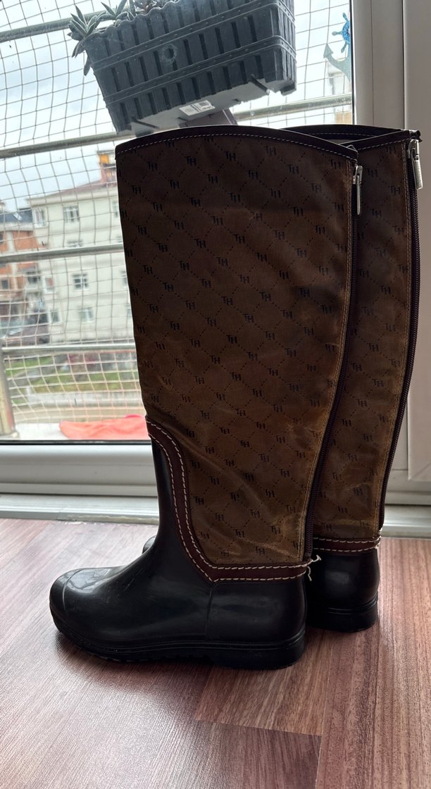 Kahverengi Kadın Dolgu Topuklu Diz Boyu Bot - Görsel 3