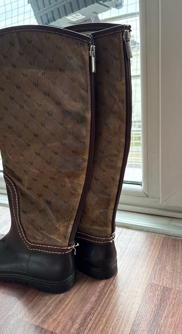 Kahverengi Kadın Dolgu Topuklu Diz Boyu Bot - Görsel 4