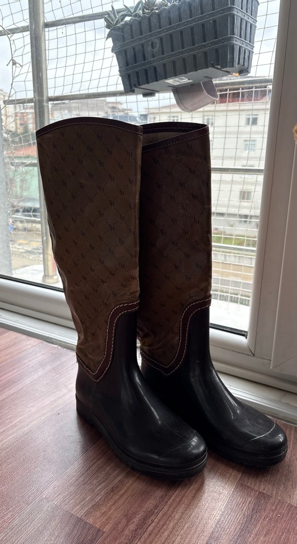 Kahverengi Kadın Dolgu Topuklu Diz Boyu Bot - Görsel 2