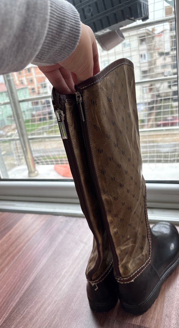 Kahverengi Kadın Dolgu Topuklu Diz Boyu Bot - Görsel 5