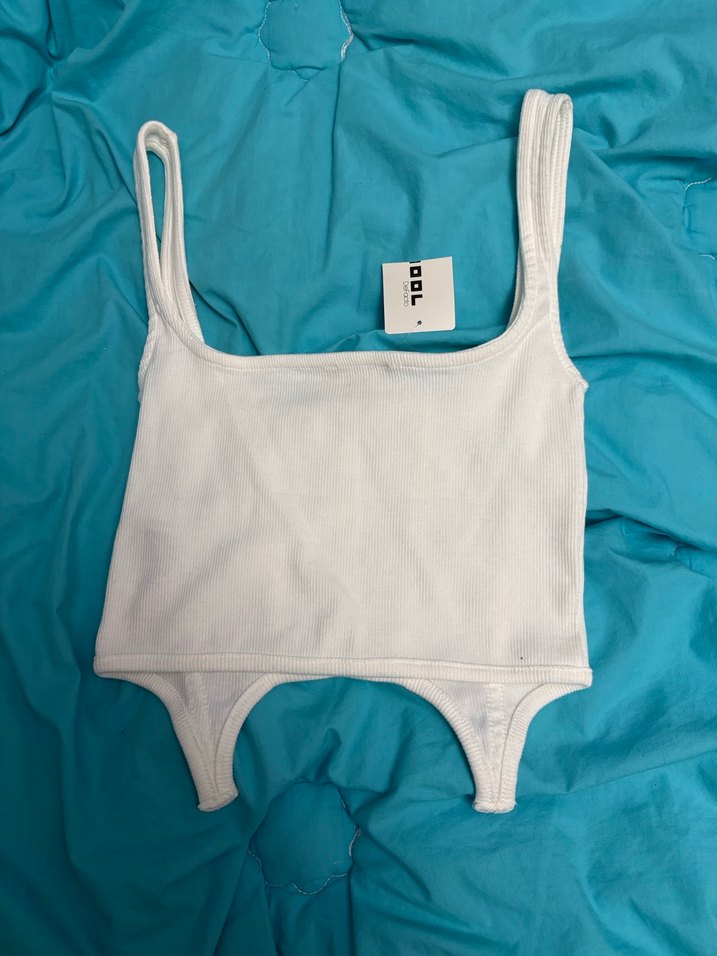 Pamuklu Askılı Beyaz Crop - Görsel 2