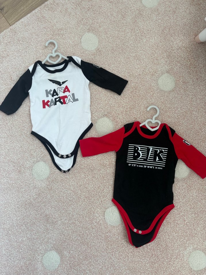 Bjk lisanlı Uzun Kollu Siyah Baskılı Bebek Body - Görsel 4