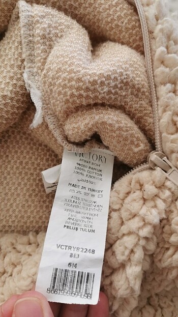 6 Ay Beden camel Renk Bebek peluş mont fermuarlı