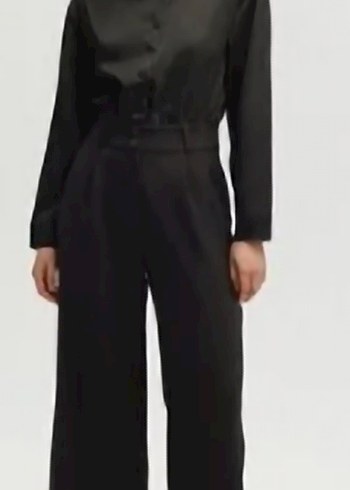 Siyah Kadın Midi Uzun Kollu Tulum - Görsel 2