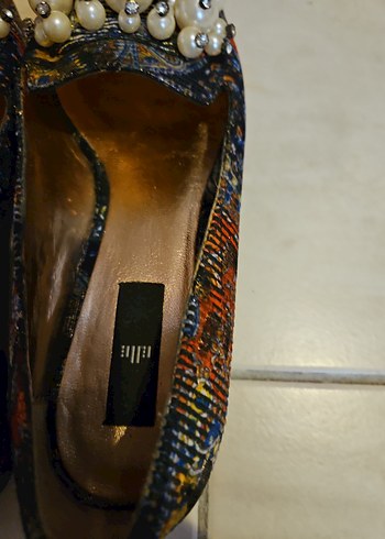 ELLE MARKA.Boncuk Detaylı Çok Renkli Kadın Topuklu Babet - Görsel 5