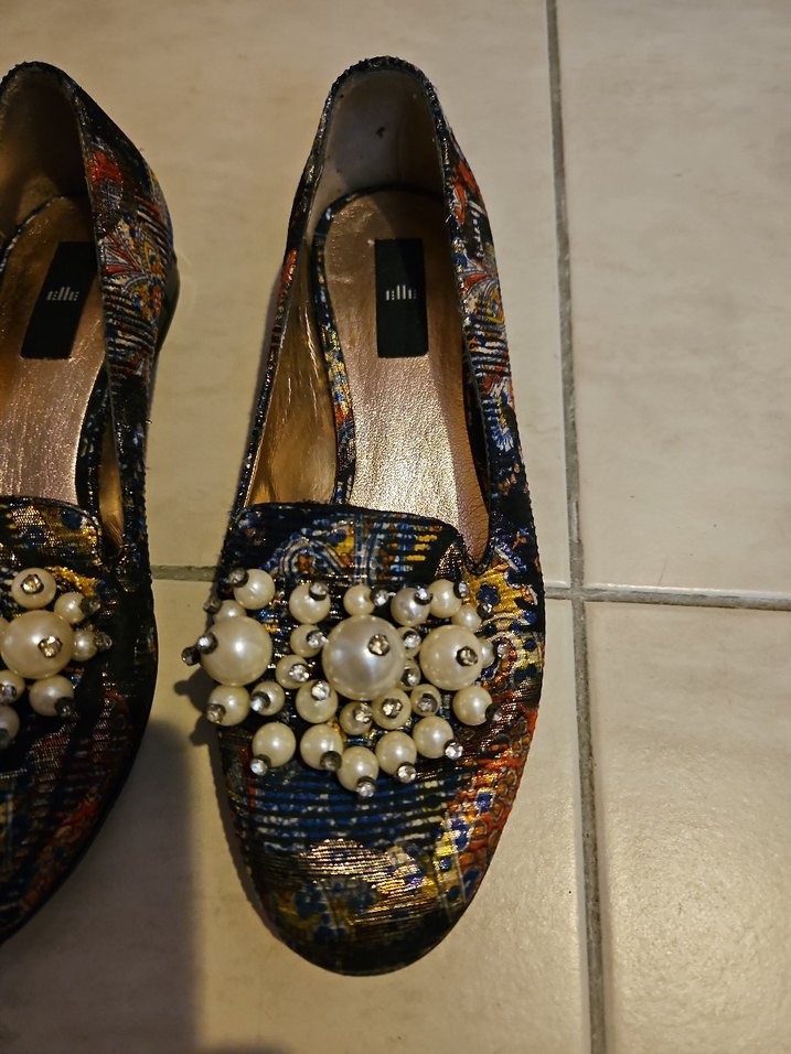 ELLE MARKA.Boncuk Detaylı Çok Renkli Kadın Topuklu Babet - Görsel 2