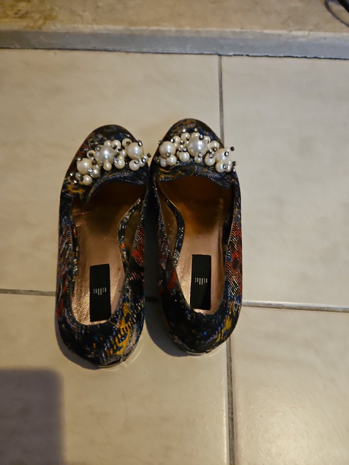 ELLE MARKA.Boncuk Detaylı Çok Renkli Kadın Topuklu Babet - Görsel 4