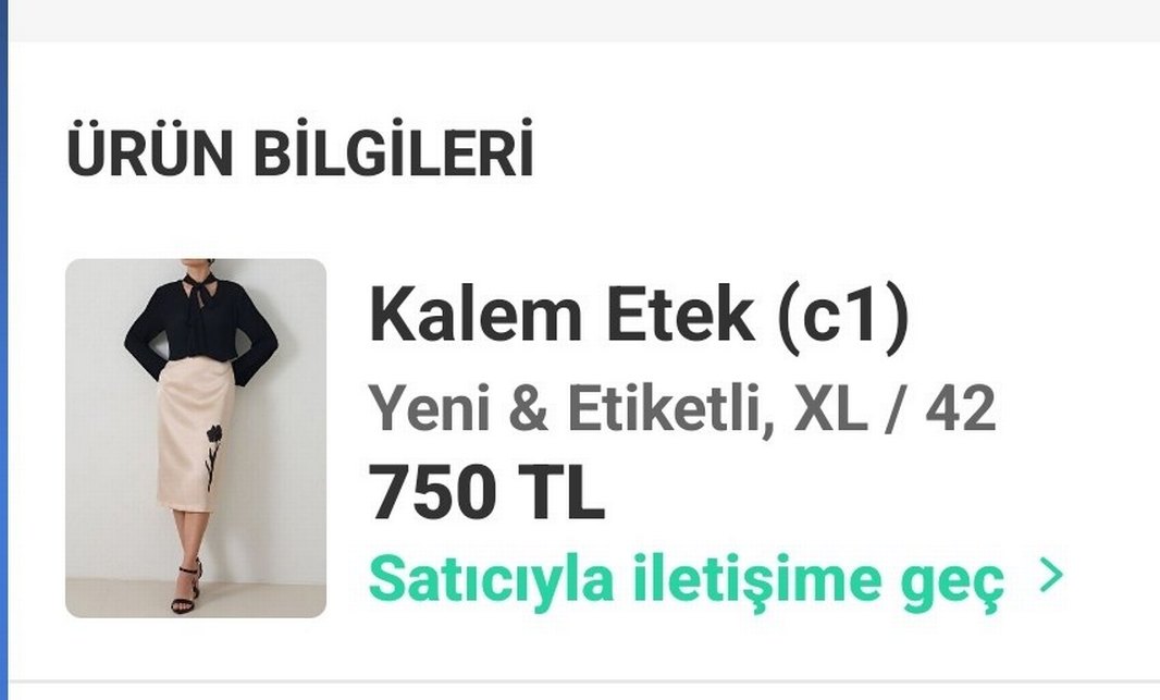 Bej Midi Kalem Etek Siyah Çiçek Desenli - Görsel 4