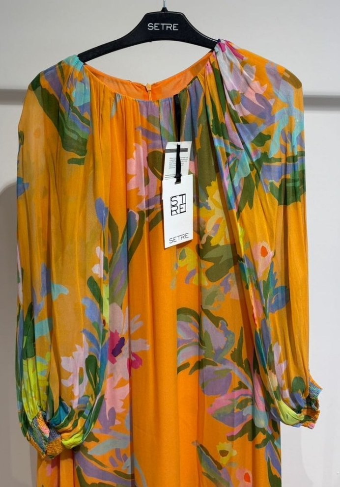 setre Çok Renkli Çiçekli Uzun Elbise - Görsel 3