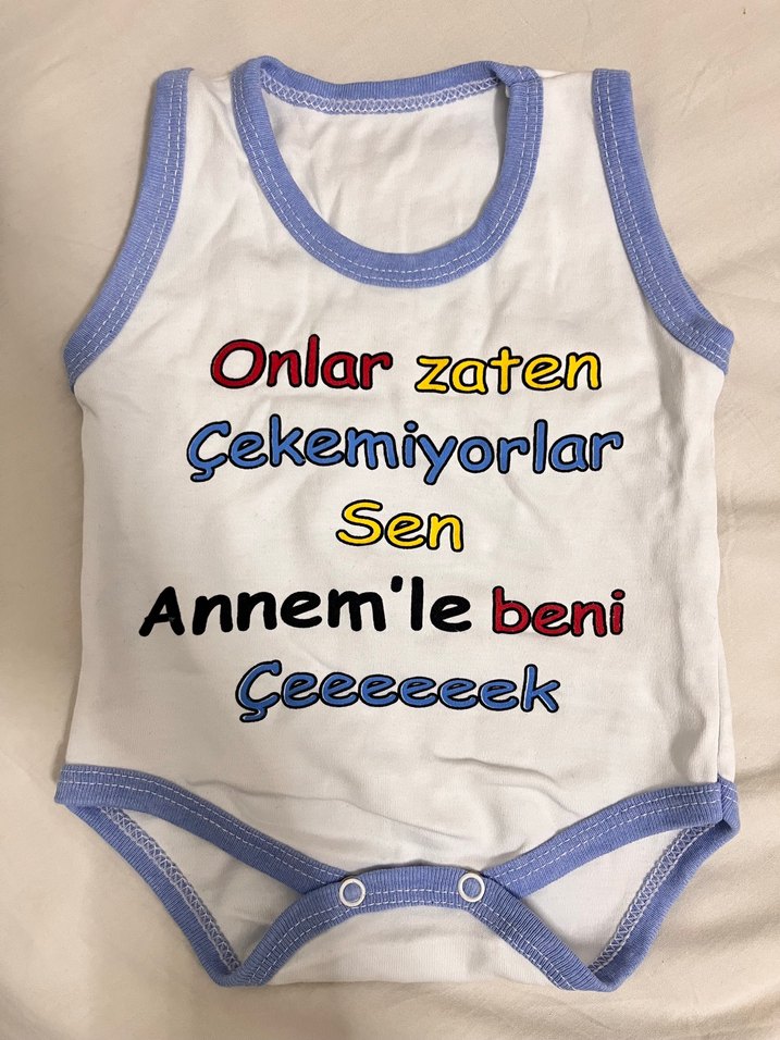 Mavi Kenarlı Baskılı Erkek Bebek Body - Görsel 2