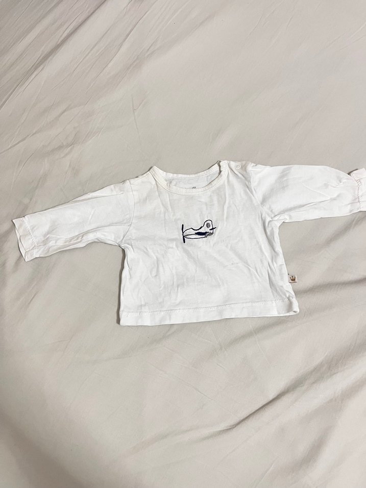 Beyaz Pamuklu Mini yenidoğan Tişörtü - Görsel 2