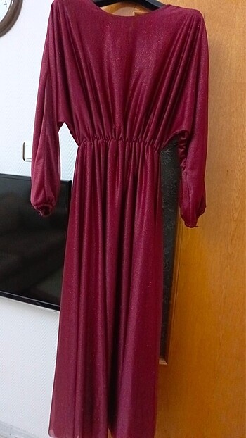 xl Beden bordo Renk Tesettur abiye elbise