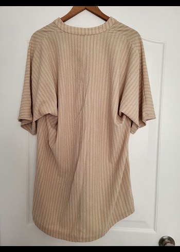 38 Beden Bej Zebra Desenli Mini Keten Elbise Pareo Plaj
