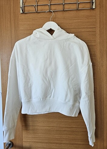 Beyaz Kısa Sweatshirt