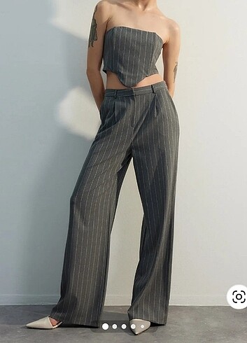  milla geniş paça wide leg gri pantolon 