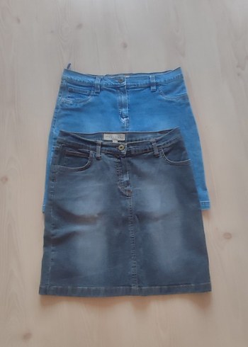Kadın Gri ve Mavi Denim Mini Etekler