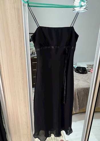 Siyah Straplez Midi Elbise
