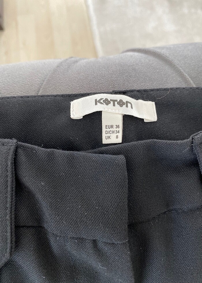 Siyah koton kumaş pantolon - Görsel 2
