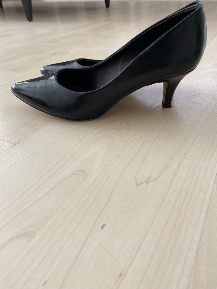 Siyah Rugan Kadın Stiletto Topuklu Ayakkabı - Görsel 4