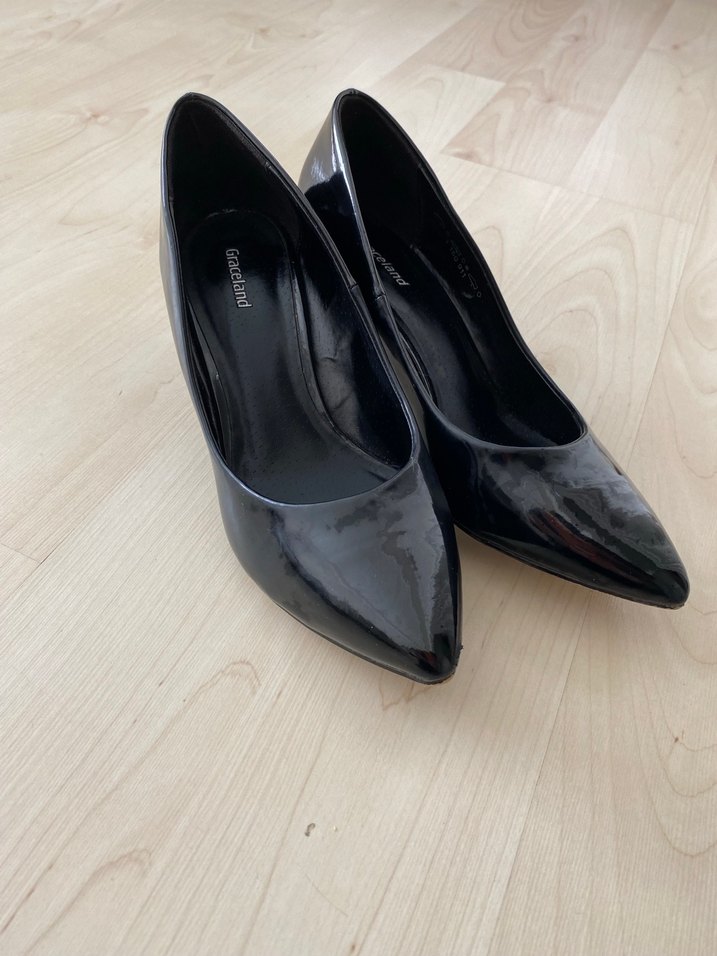 Siyah Rugan Kadın Stiletto Topuklu Ayakkabı - Görsel 3