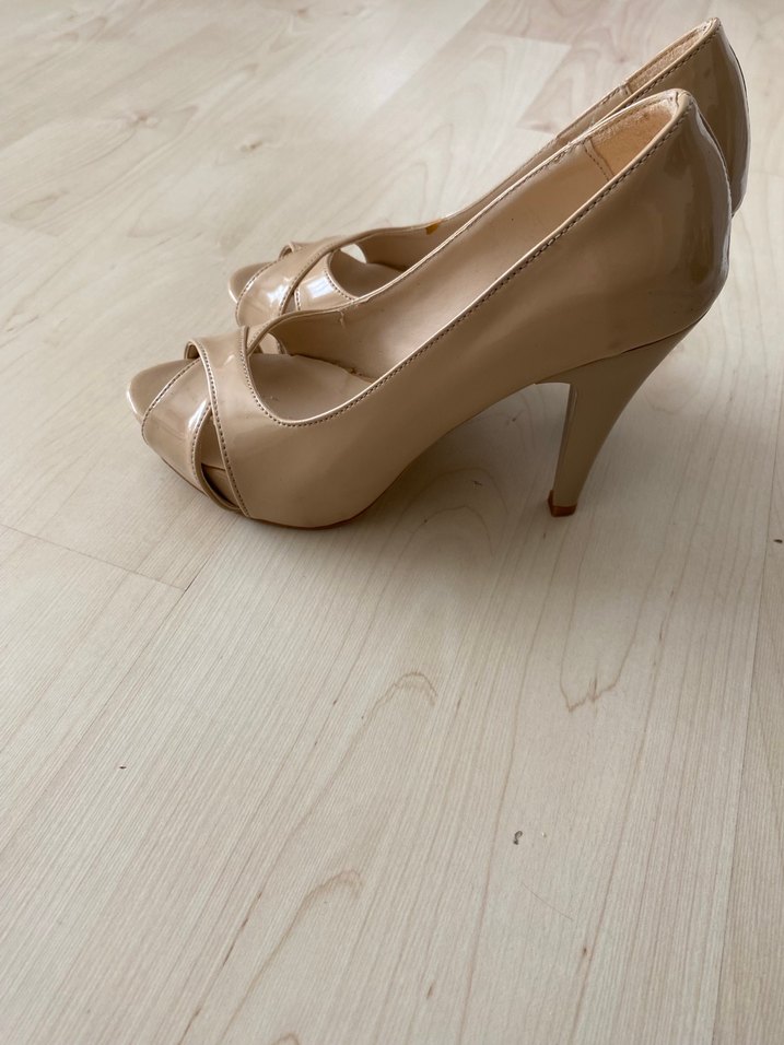 Bej Topuklu Kadın  Ayakkabı - Görsel 3