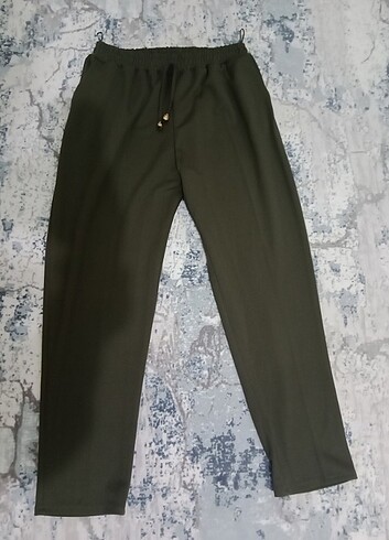 Koyu yeşil kumaş pantolon 