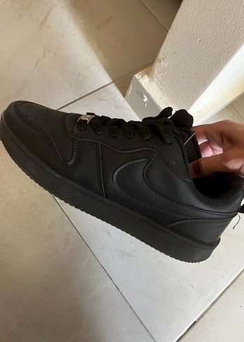 Siyah Bağcıklı Spor Stiletto Topuklu Kadın Sneaker