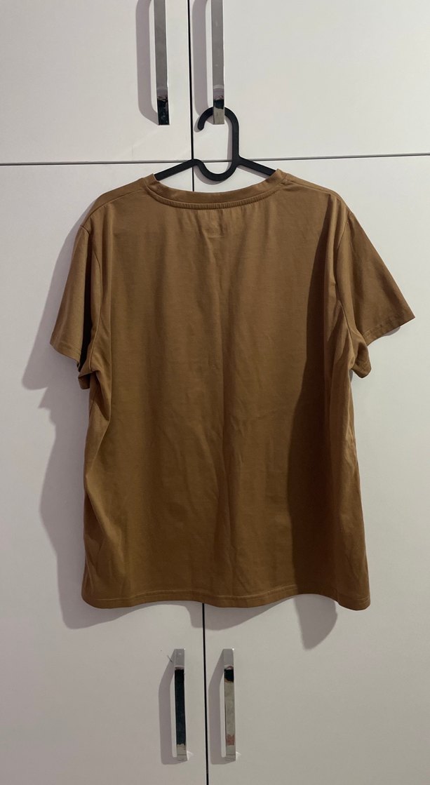 Kadın Kahverengi Baskılı Oversize Tişört - Görsel 2