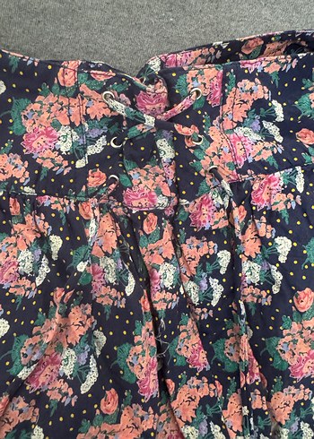 Çiçek Desenli Fırfırlı Mini Etek - Görsel 3