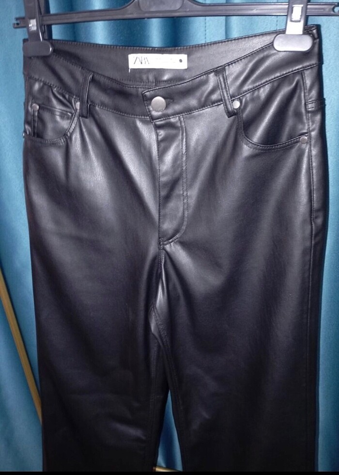 Zara siyah deri pantolon - Görsel 2