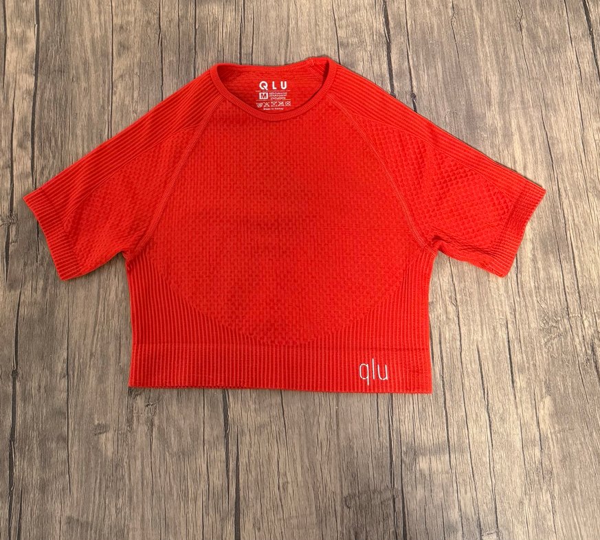 Kırmızı Kadın qlu kırmızı kısa kollu Kollu Crop Top - Görsel 3