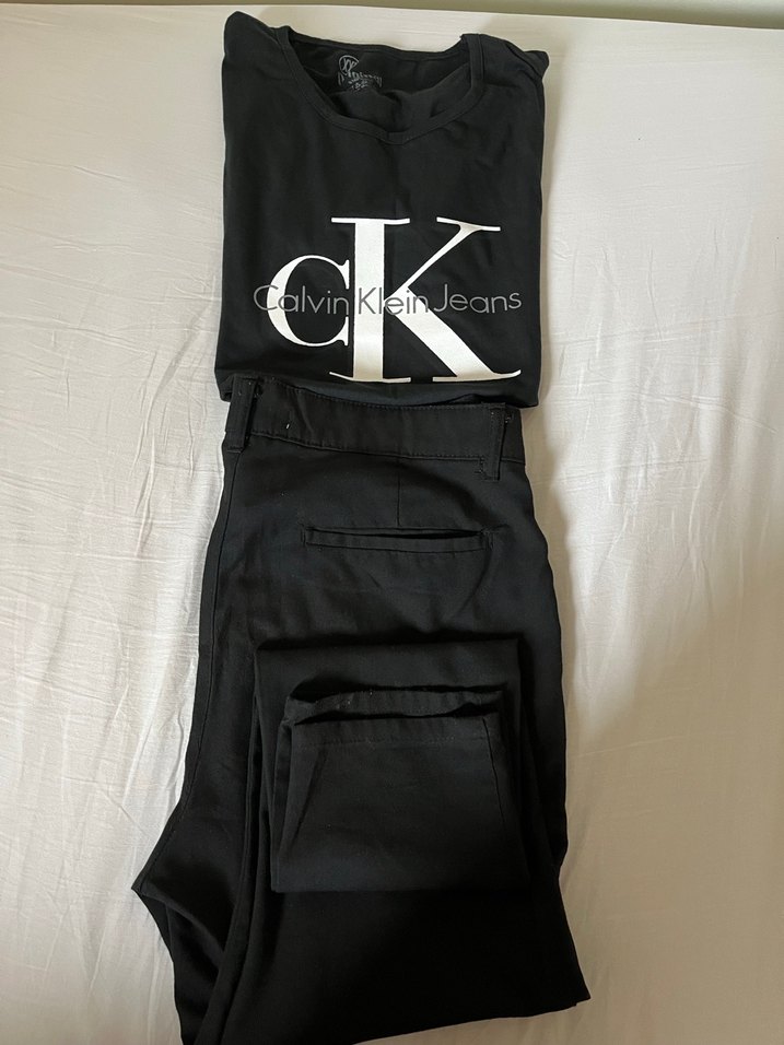 Erkek Siyah Baskılı Regular Fit Pantolon 2li kombin - Görsel 3