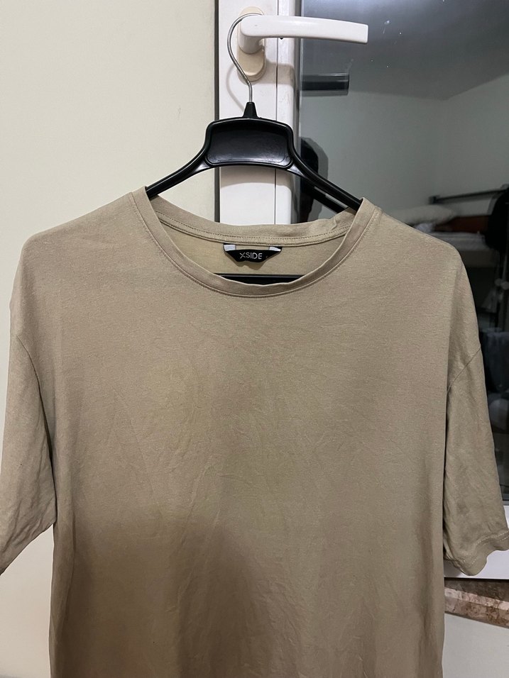Bej Erkek Keten Tişört - Rahat Kesim - Görsel 2