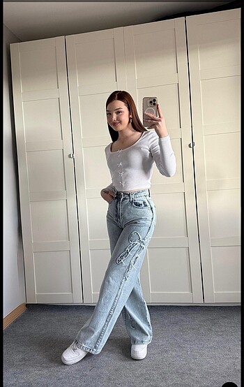 Fiyonk detaylı jean - Görsel 5