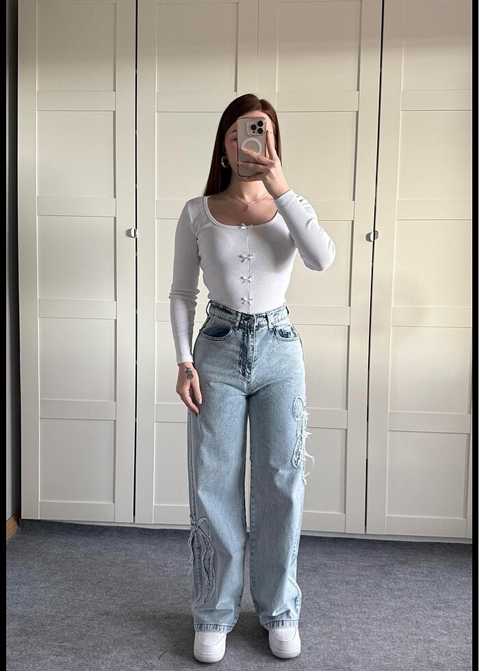 Fiyonk detaylı jean - Görsel 2