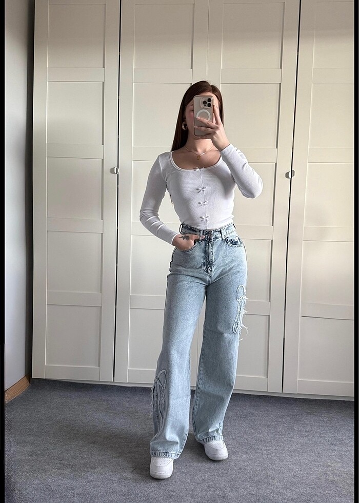 Fiyonk detaylı jean - Görsel 4