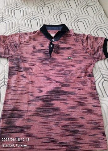 Lacoste Erkek Pembe Desenli Kısa Kollu Polo Tişört