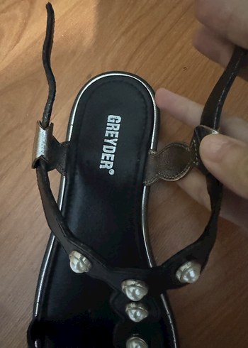 Siyah Deri Sandalet - Görsel 4