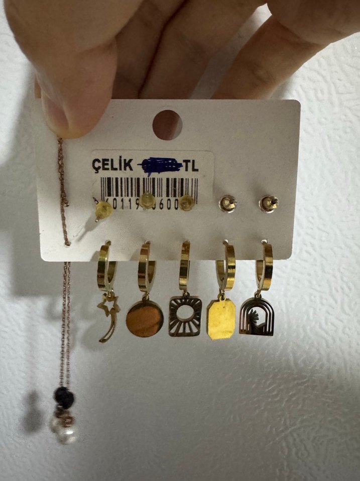 Altın Renk Mini Bohem Küpe Seti (Çelik) - Görsel 2