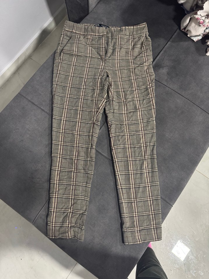Zara Kadın Kareli Kumaş Pantolon - Görsel 2