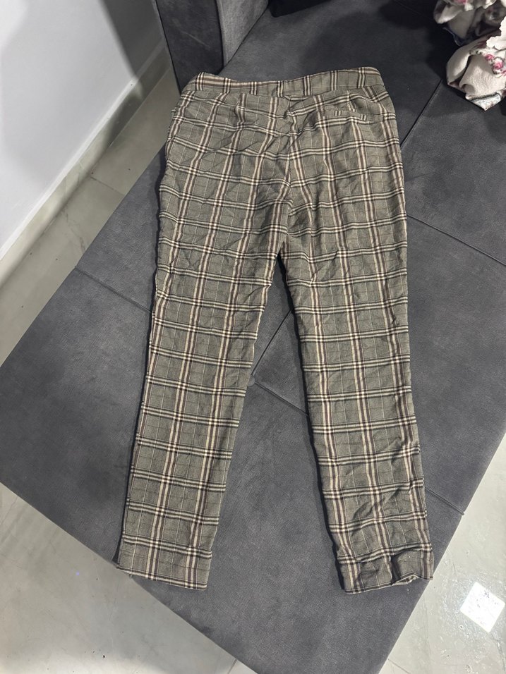 Zara Kadın Kareli Kumaş Pantolon - Görsel 3